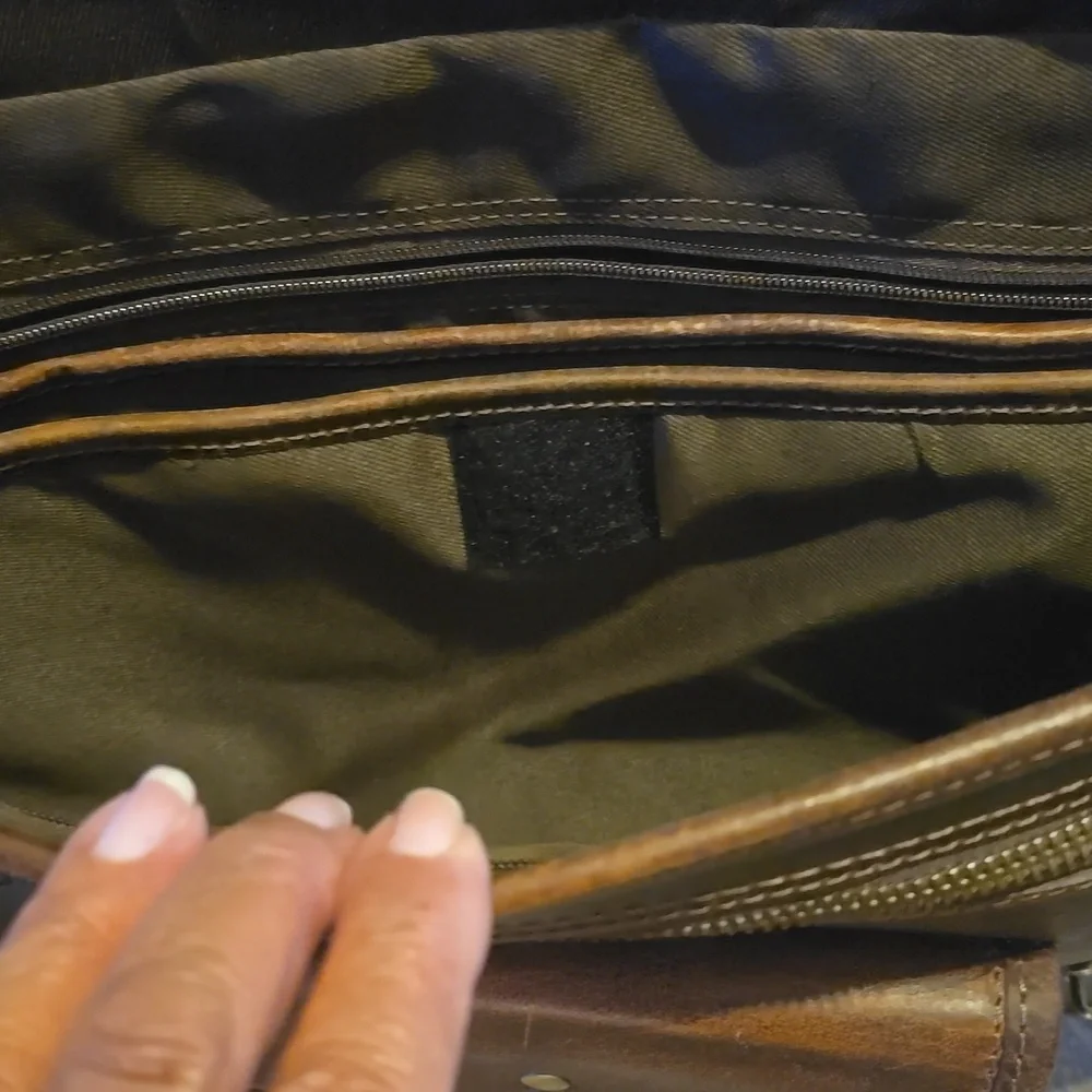 Vintage Style Dark Brown Leather Messenger Bag